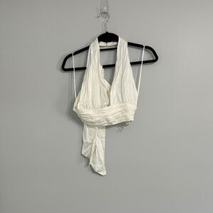 Zara Cream Halter Crop Top